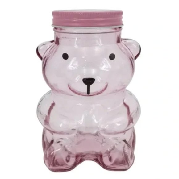 BIG Glass Bear Jar Pink Set of 2 *AS SEEN ON TIKTOK* - Picture 1 of 1